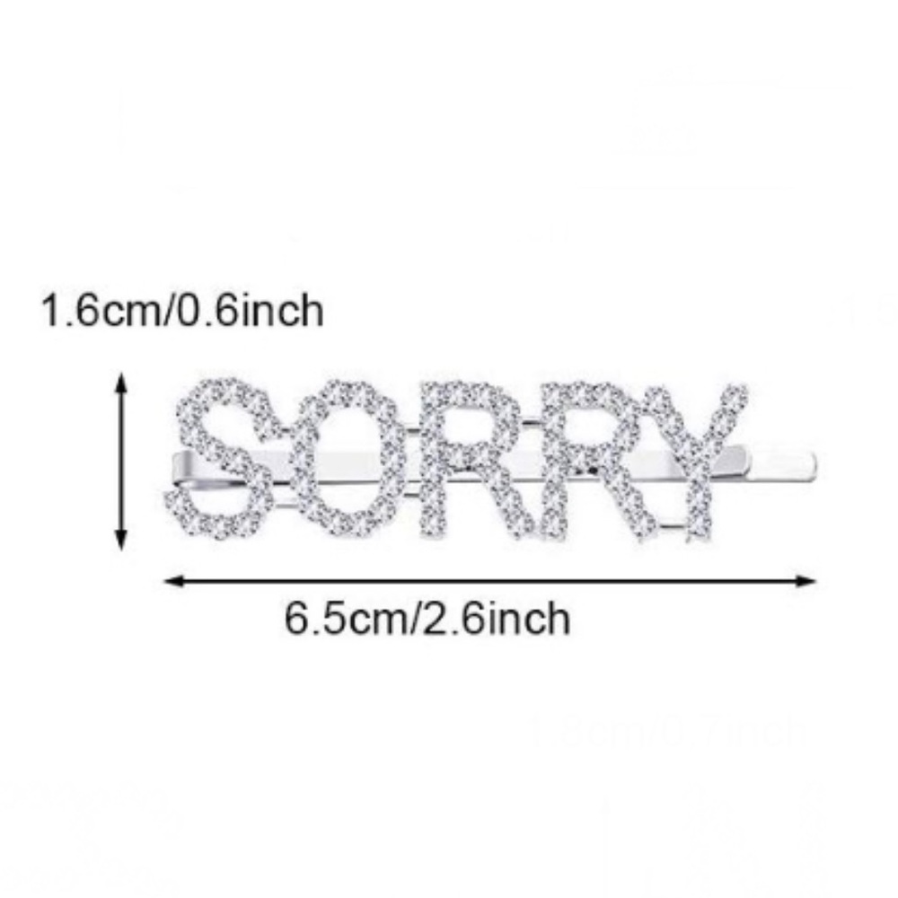 SORRY Rhinestone Bobby Pin Barrette Hair Accessory - Picture 2 of 8